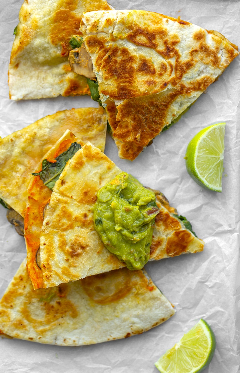 Mushroom "Queso-dillas" with Chunky Guacamole Best Vegan Camping Recipes