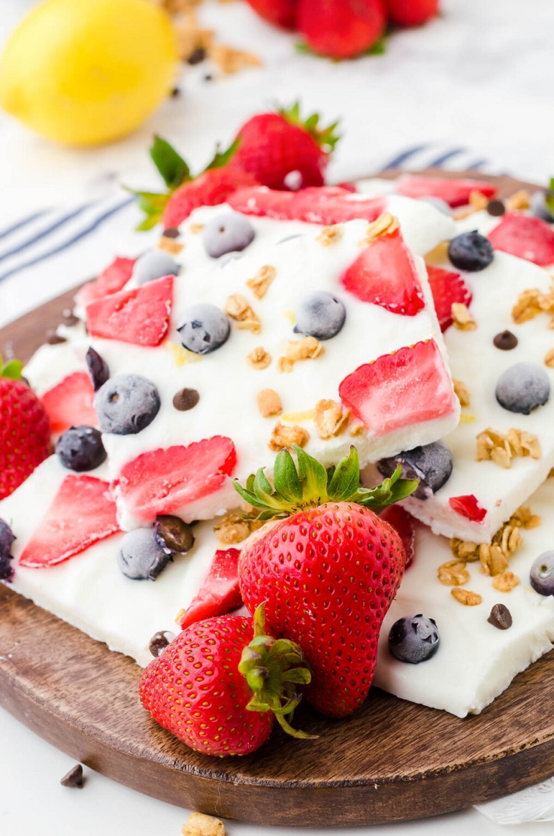 Berry Yogurt Bark Best Healthy Red, White, and Blue Desserts