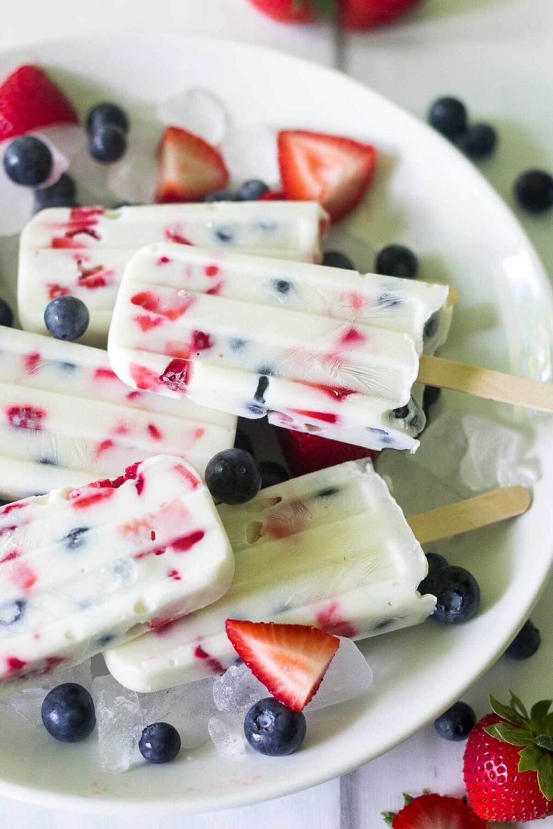 Red, White, and Blue Yogurt Popsicles Best Red, White, and Blue Desserts