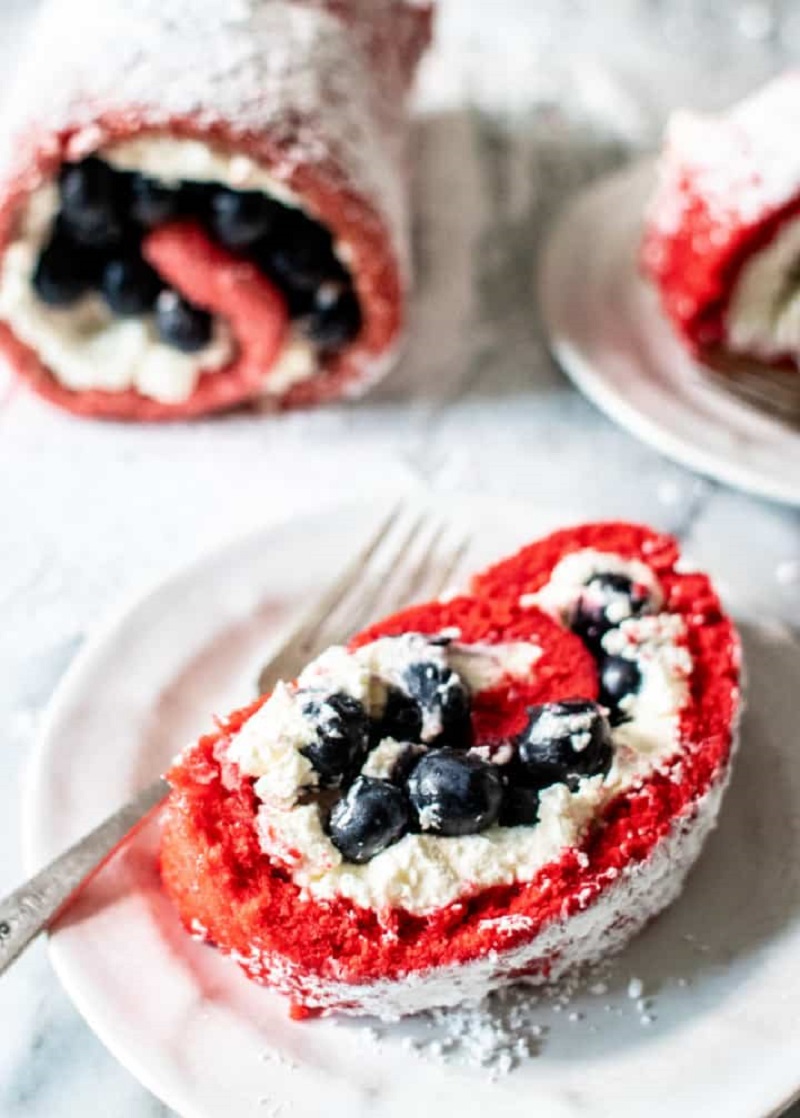 Red, White, and Blueberry Cake Roll Bars Best Healthy Red, White, and Blue Desserts