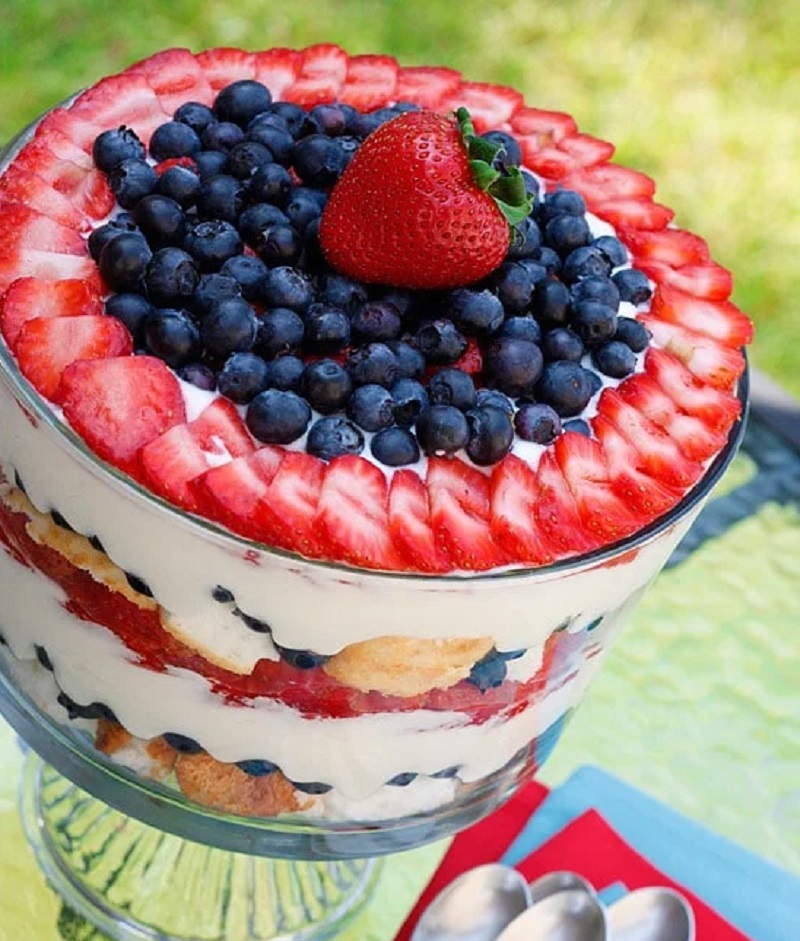 Red, White, and Blueberry Trifle Best Healthy Red, White, and Blue Desserts