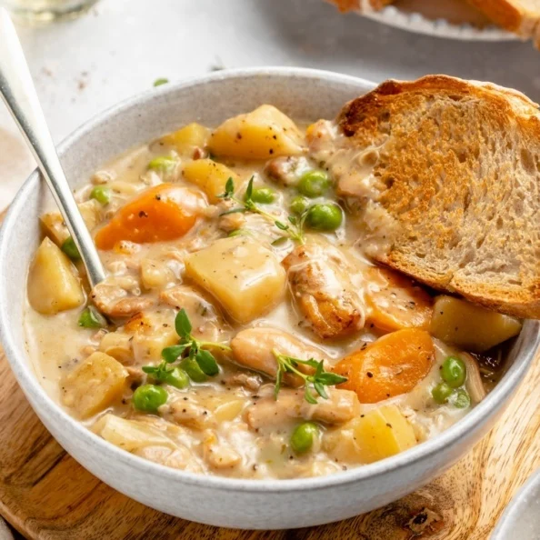 Slow Cooker White Wine Chicken Stew | Best Healthy Comfort Food Recipes